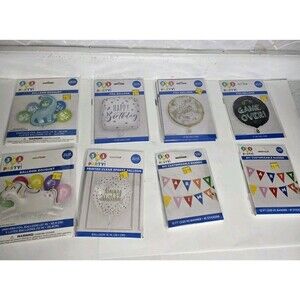 10 Pc Birthday Party Decoration Lot Helium Foil Balloons Unicorn Dinosaur Banner